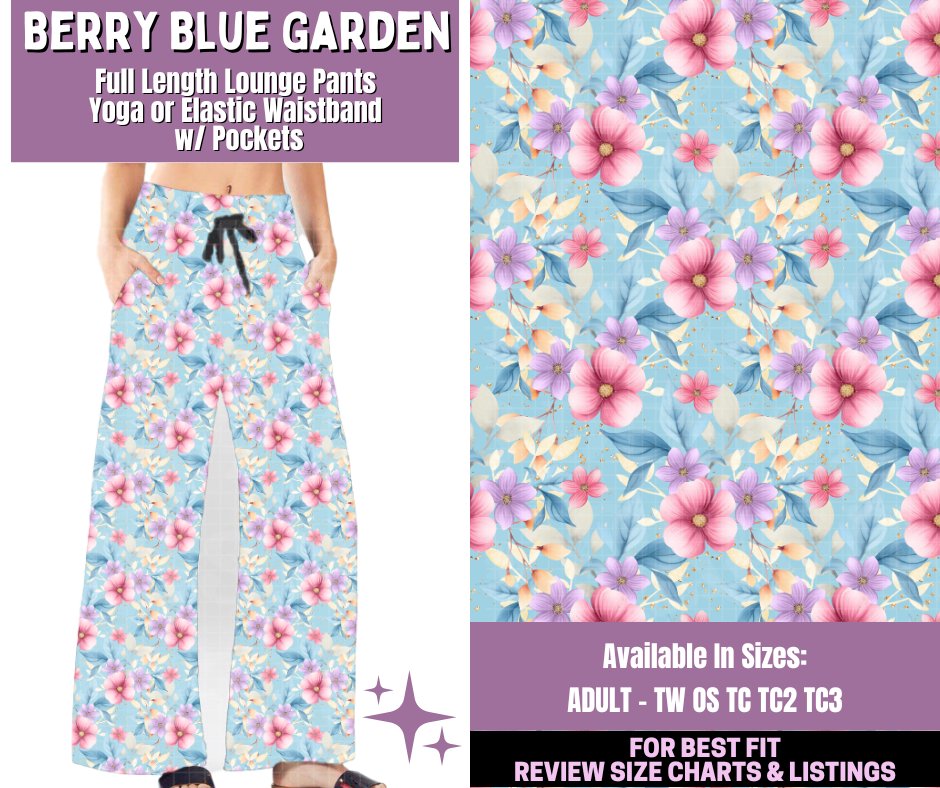 Preorder! Closes 1/14. ETA April. Berry Blue Garden Full Length Lounge Pants