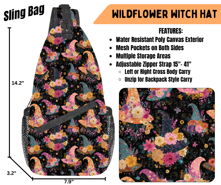 Preorder! Closes 6/22. ETA Sept. Wildflower Witch Hat Sling Bag
