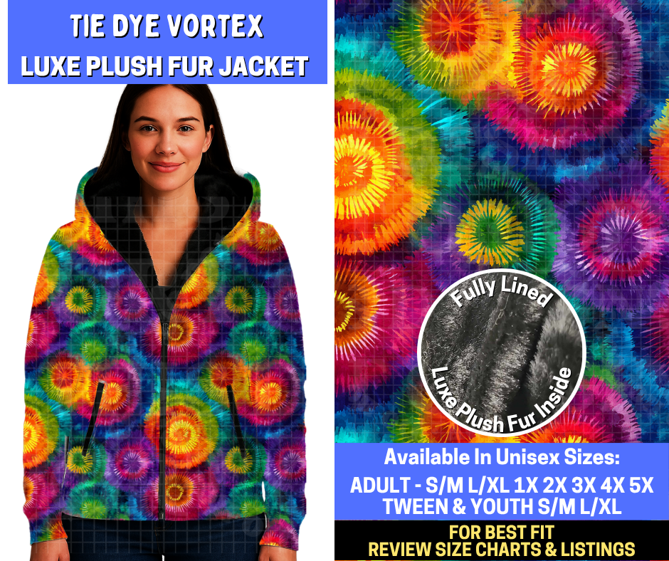 Preorder! Closes 10/29. ETA Jan. Tie Dye Vortex Luxe Fur Jacket