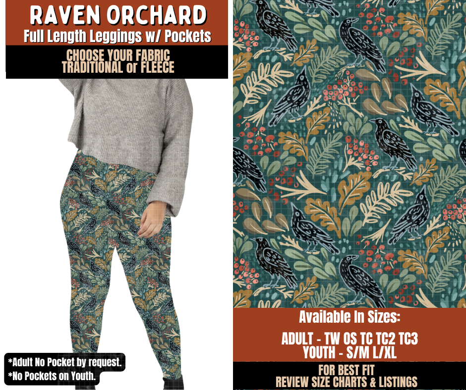 Preorder! Closes 7/20. ETA Oct. Raven Orchard Leggings Choose Fleece or Traditional