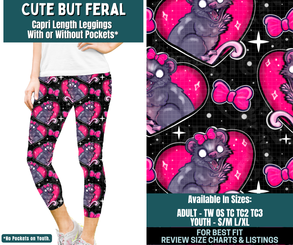 Preorder! Closes 2/5. ETA May. Cute But Feral Capri Length Leggings w/wo Pockets