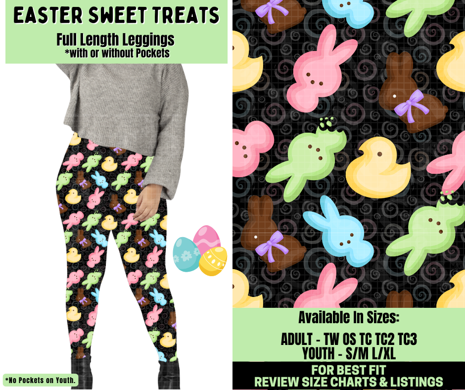 Preorder! Closes 1/19. ETA April. Easter Sweet Treat Full Length Leggings w/wo Pockets