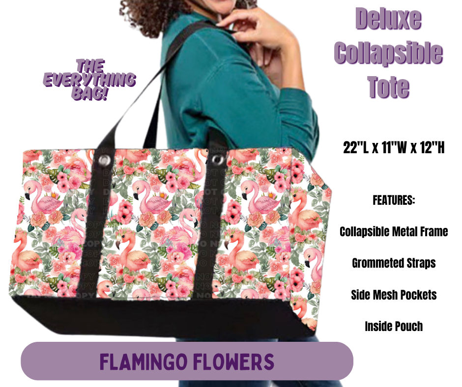 Preorder! Closes 5/14. ETA Aug. Flamingo Flowers Collapsible Tote