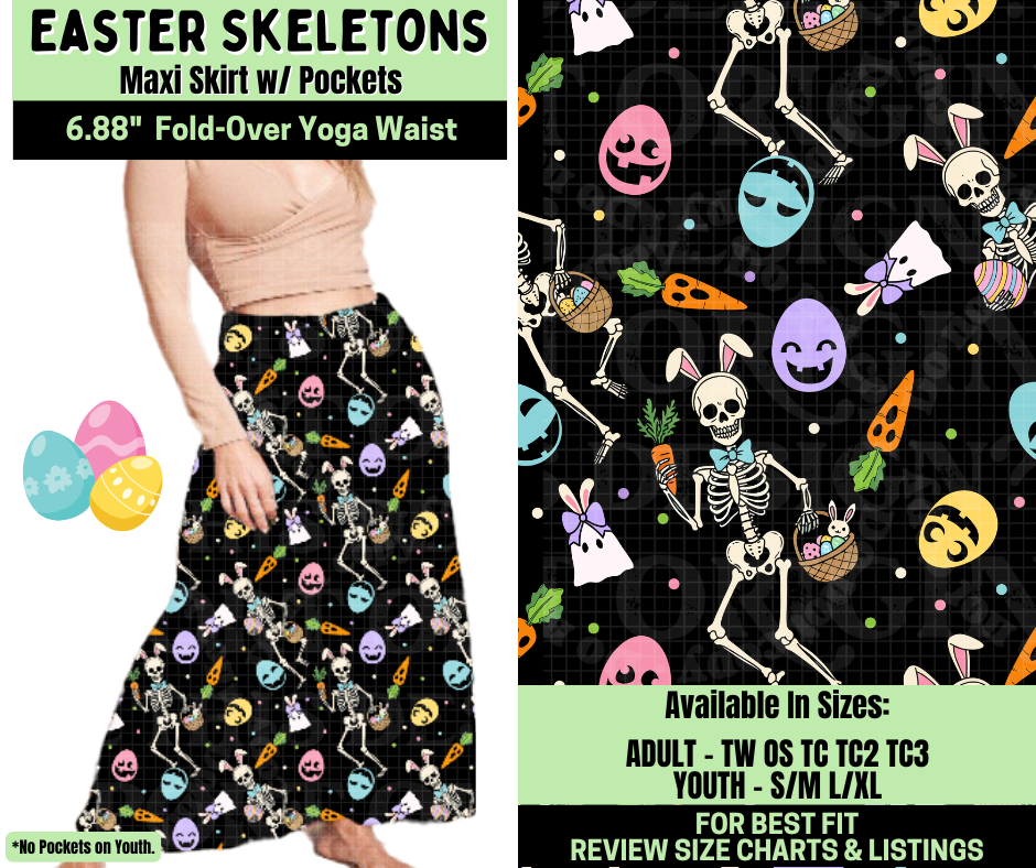 Preorder! Closes 1/19. ETA April. Easter Skeletons Maxi Skirt