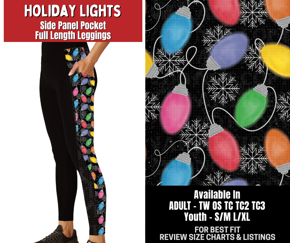 Preorder! Closes 8/31. ETA Dec. Holiday Lights Side Panel Pocket Full Length Leggings