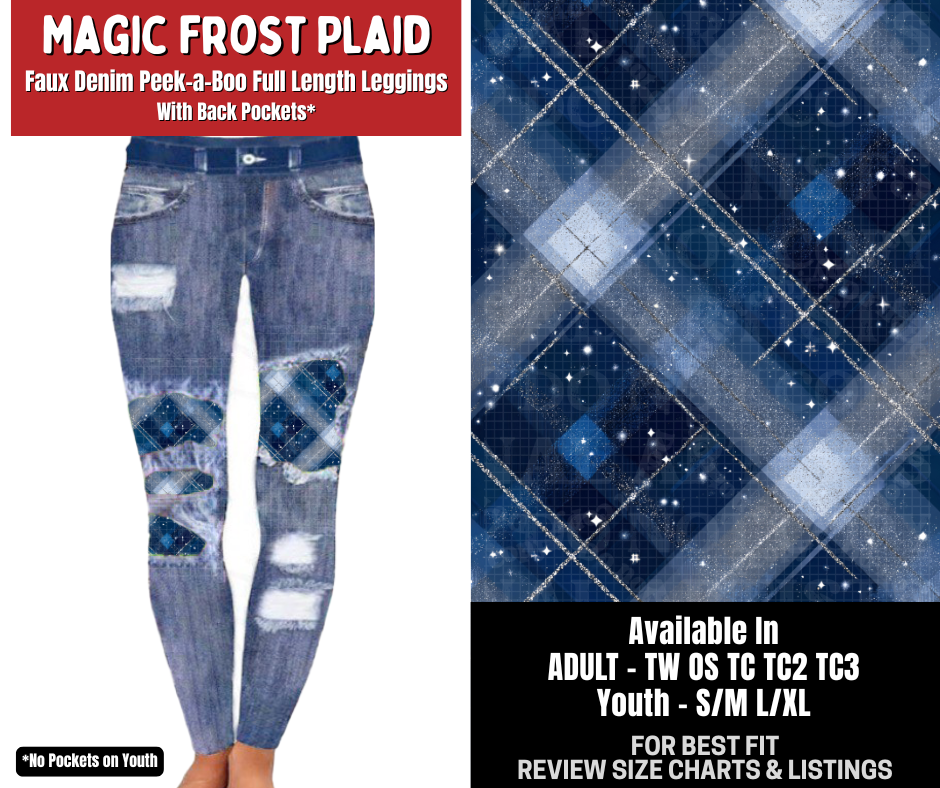 Preorder! Closes 8/31. ETA Dec. Magic Frost Plaid Full Length Faux Denim Peekaboo
