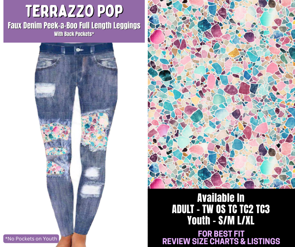 Preorder! Closes 12/18. ETA March. Terrazzo Pop Full Length Faux Denim Peekaboo