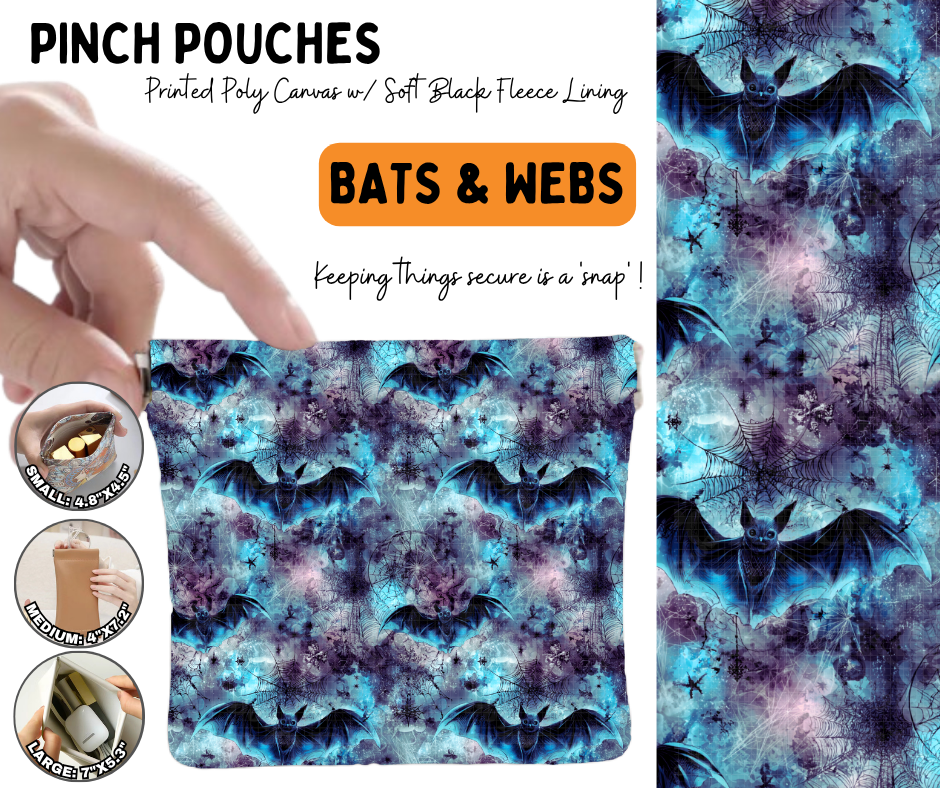 Preorder! Closes 6/17. ETA Sept. Bats & Webs Pinch Pouches in 3 Sizes