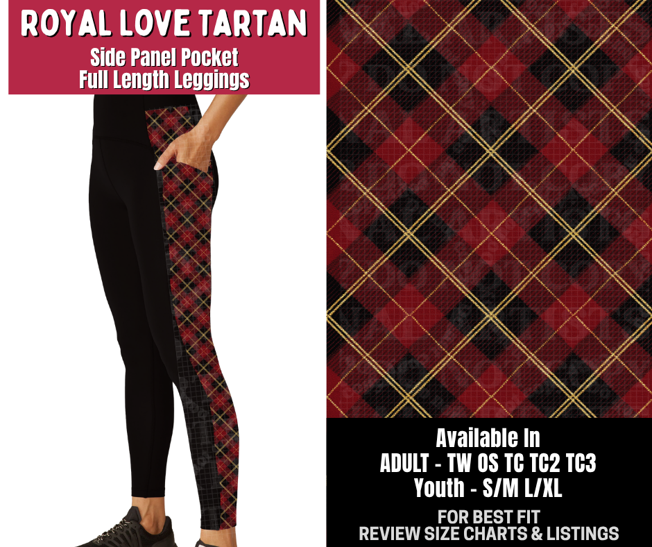 Preorder! Closes 10/14. ETA Jan. Royal Love Tartan Side Panel Pocket Full Length Leggings