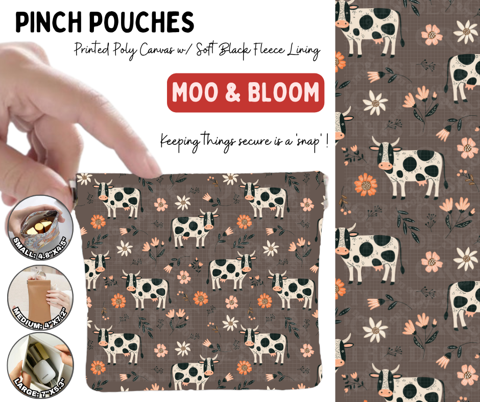 Preorder! Closes 10/5. ETA Jan. Moo & Bloom Pinch Pouches in 3 Sizes