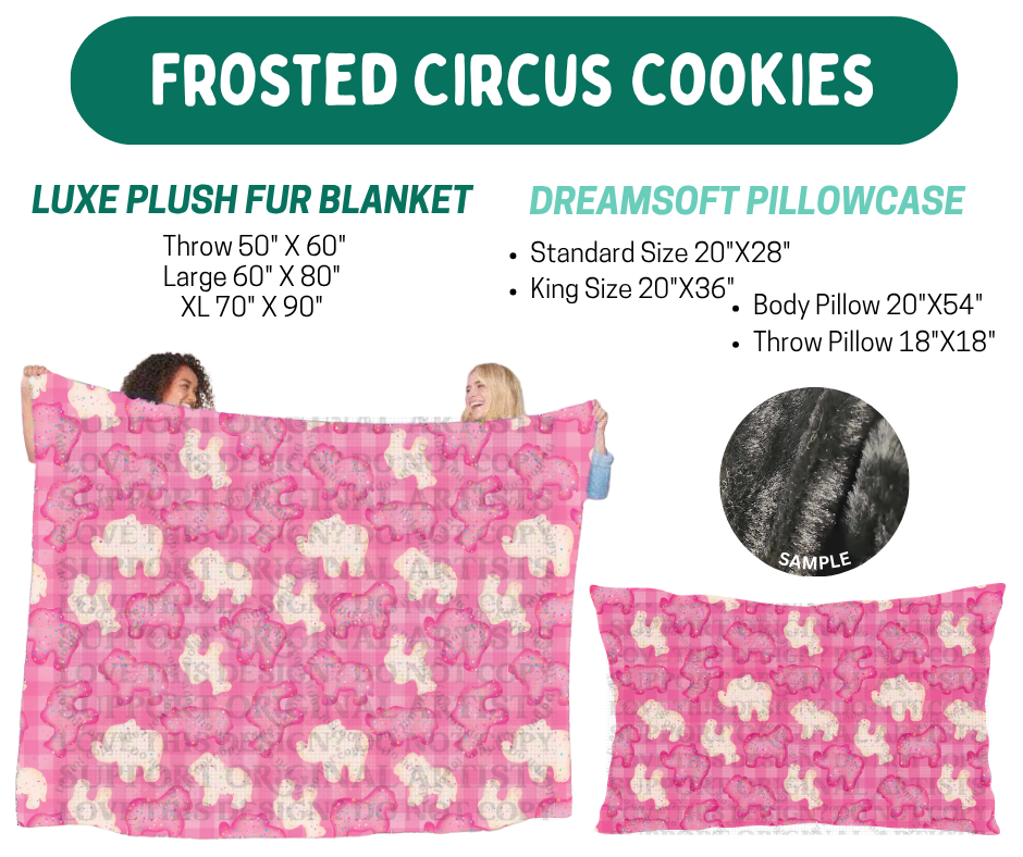 Preorder! Closes 10/12. ETA Jan. Frosted Circus Cookie Luxe Plush Fur Blanket and/or DreamSoft Pillowcase