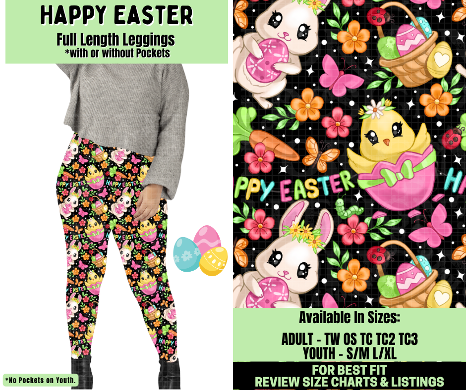 Preorder! Closes 1/19. ETA April. Happy Easter Full Length Leggings w/wo Pockets
