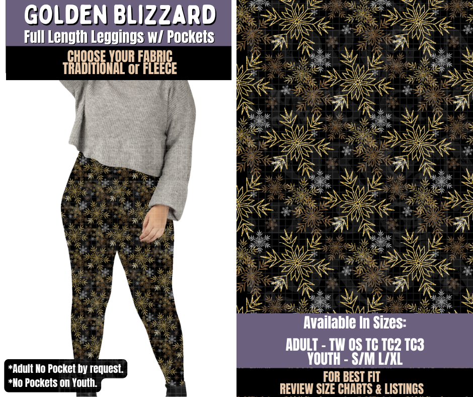 Preorder! Closes 9/3. ETA Dec. Golden Blizzard Leggings Choose Fleece or Traditional