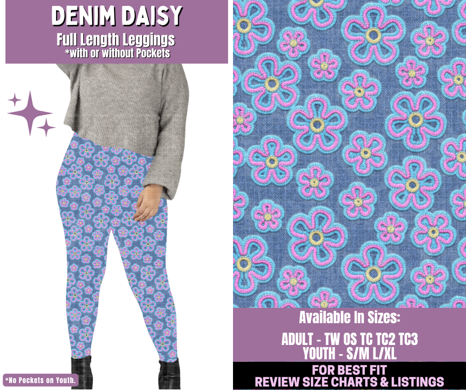 Preorder! Closes 1/14. ETA April. Denim Daisy Full Length Leggings w/wo Pockets
