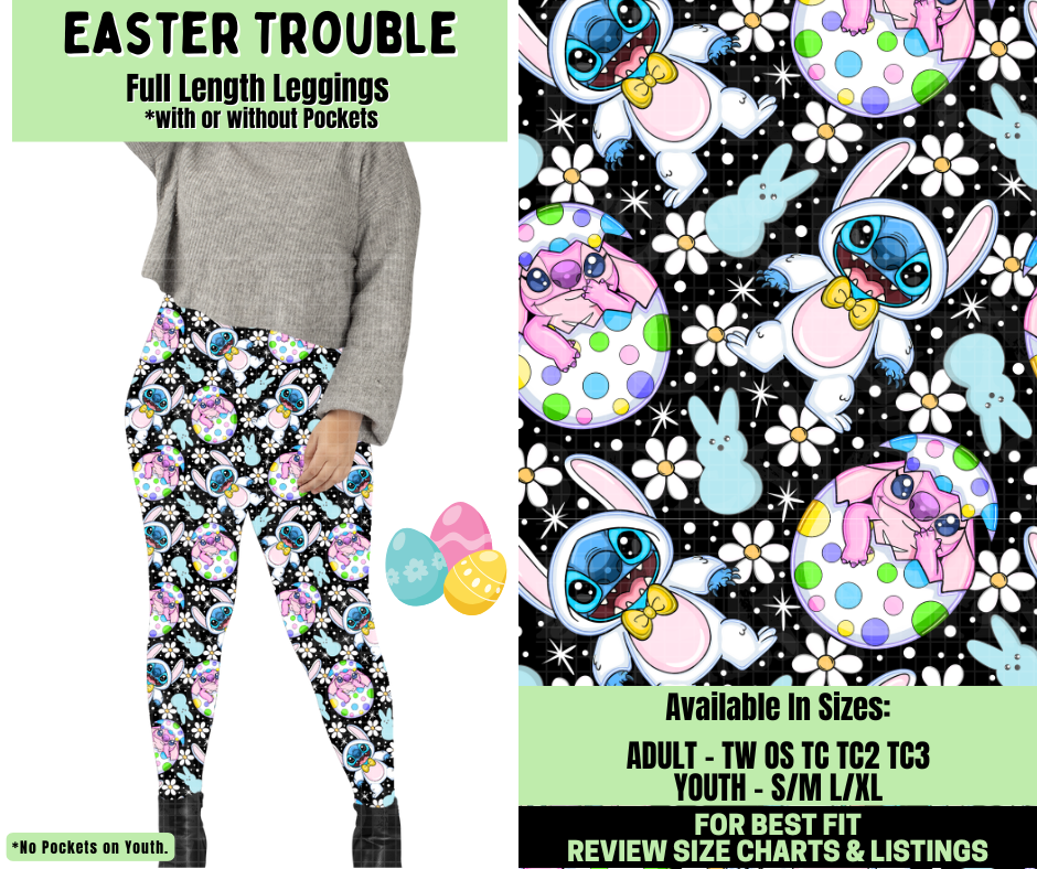 Preorder! Closes 1/19. ETA April. Easter Trouble Full Length Leggings w/wo Pockets