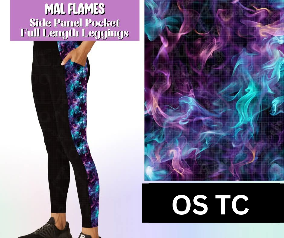 Mal Flames Side Panel Pocket Full Length Leggings