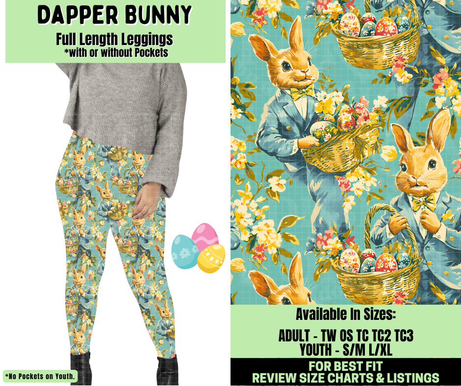 Preorder! Closes 1/19. ETA April. Dapper Bunny Full Length Leggings w/wo Pockets