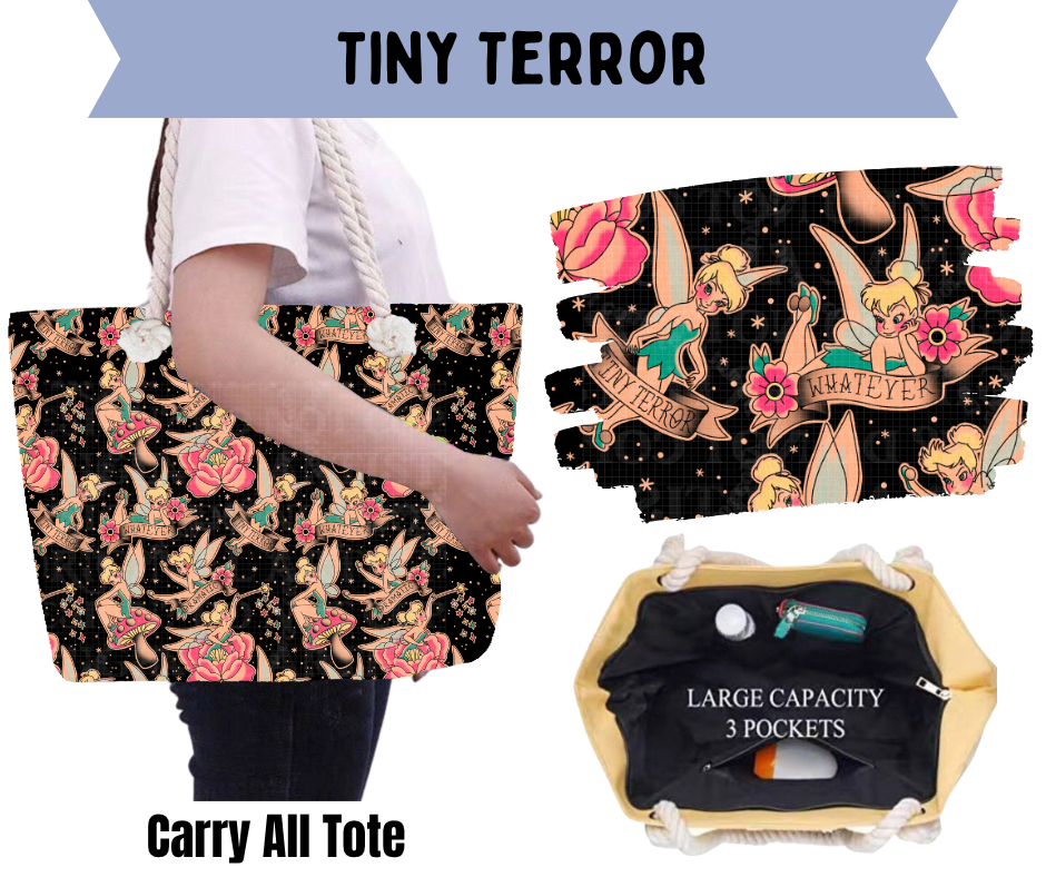 Preorder! Closes 5/21. ETA Aug. Tiny Terror Carry All Tote