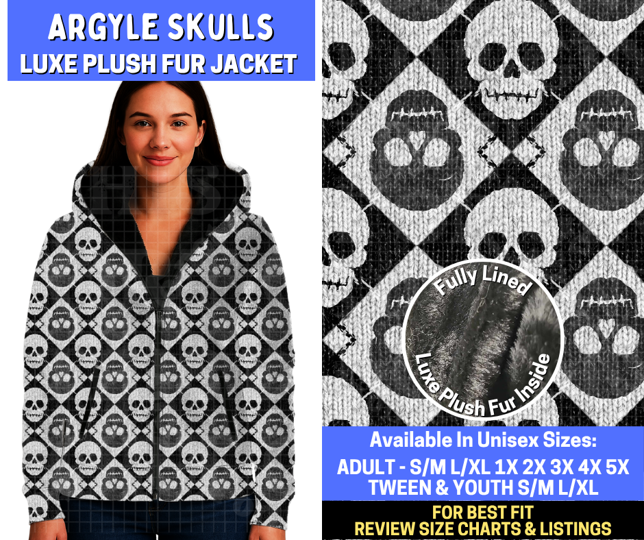 Preorder! Closes 10/29. ETA Jan. Argyle Skulls Luxe Fur Jacket