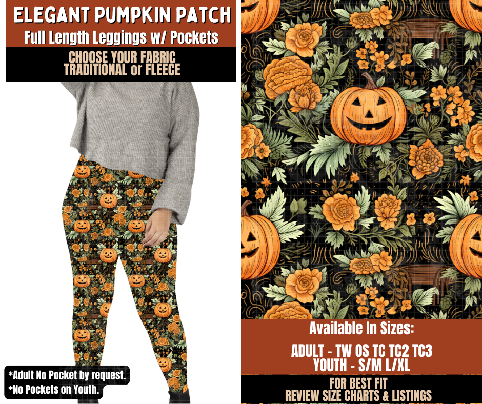 Preorder! Closes 7/20. ETA Oct. Elegant Pumpkin Patch Leggings Choose Fleece or Traditional