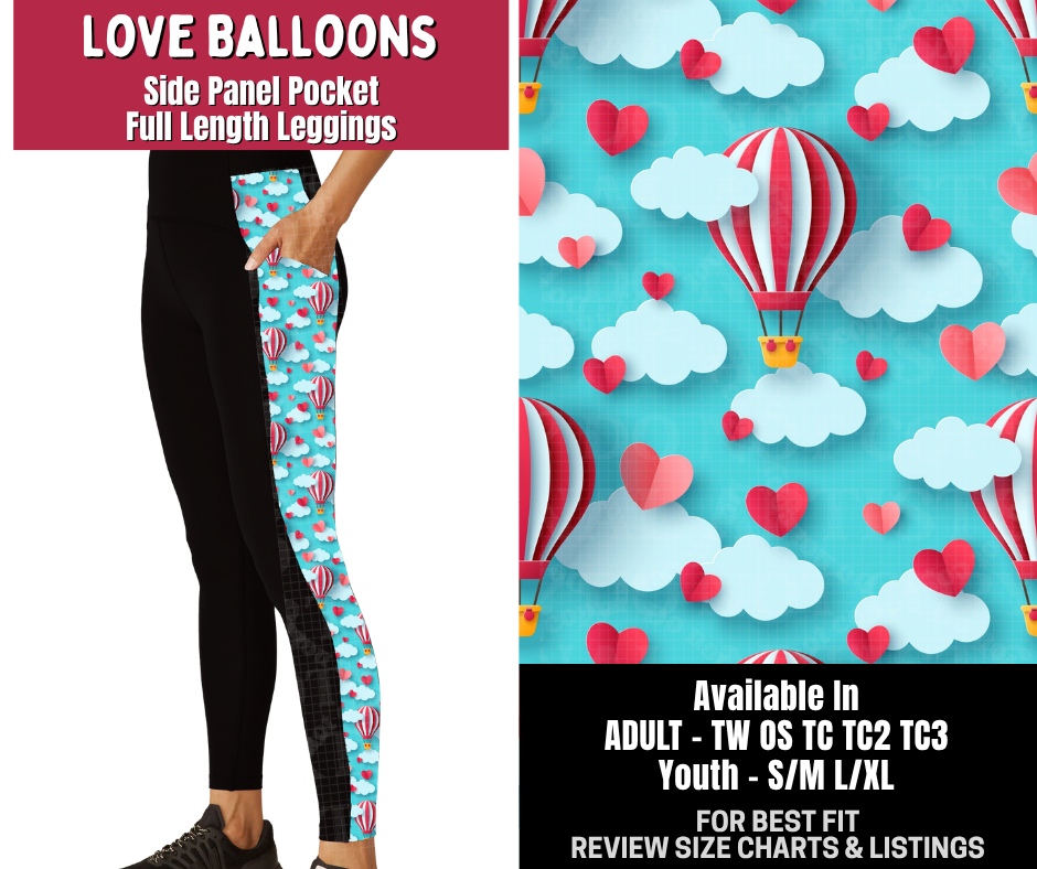 Preorder! Closes 10/14. ETA Jan. Love Balloons Side Panel Pocket Full Length Leggings