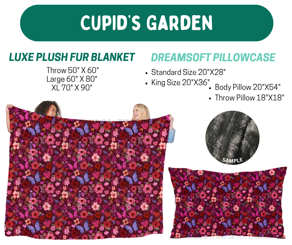 Preorder! Closes 10/12. ETA Jan. Cupid's Garden Plush Fur Blanket and/or DreamSoft Pillowcase