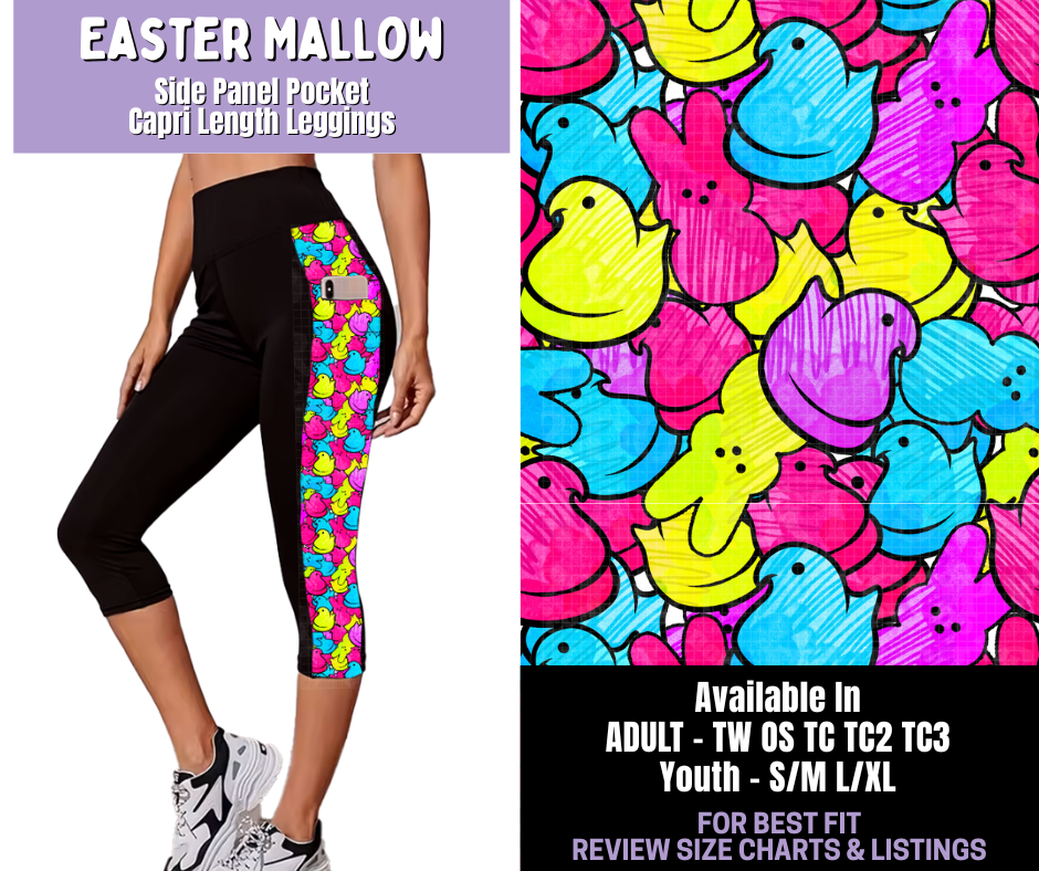 Preorder! Closes 1/22. ETA April. Easter Mallow Side Panel Pocket Capri Length Leggings