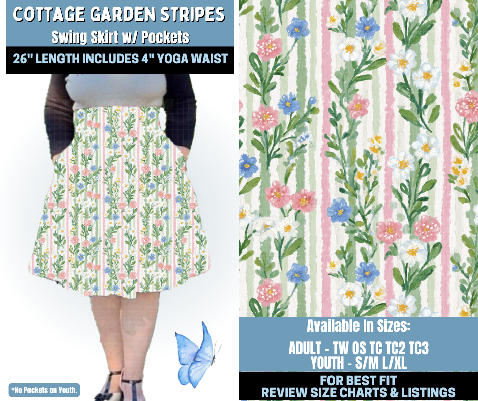 Preorder! Closes 1/15. ETA April. Cottage Garden Stripes Swing Skirt