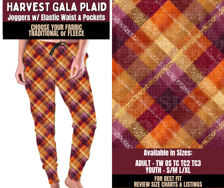 Preorder! Closes 7/22. ETA Oct. Harvest Gala Plaid Joggers Choose Fleece or Traditional