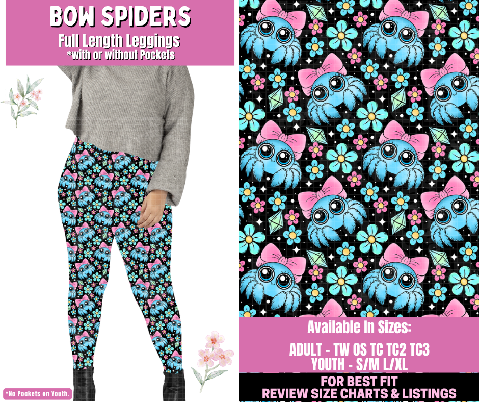 Preorder! Closes 1/12. ETA March. Bow Spiders Full Length Leggings w/wo Pockets