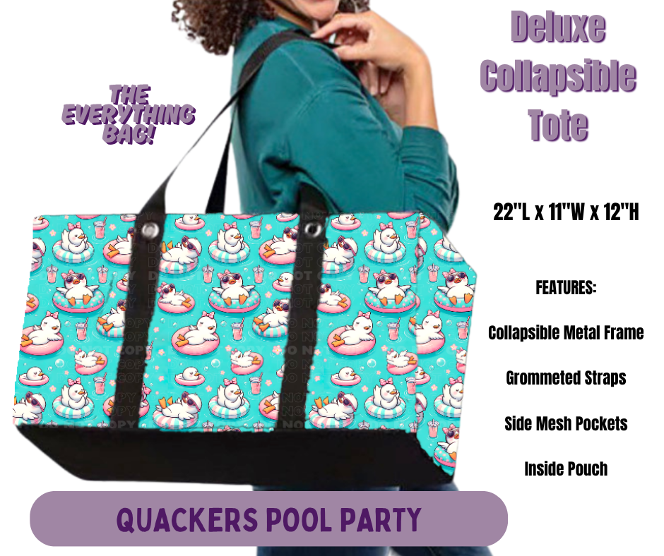 Preorder! Closes 5/14. ETA Aug. Quackers Pool Party Collapsible Tote