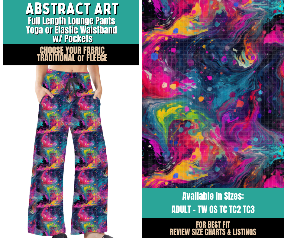 Preorder! Closes 11/12. ETA Feb. Abstract Art Lounge Pants Choose Fleece or Traditional