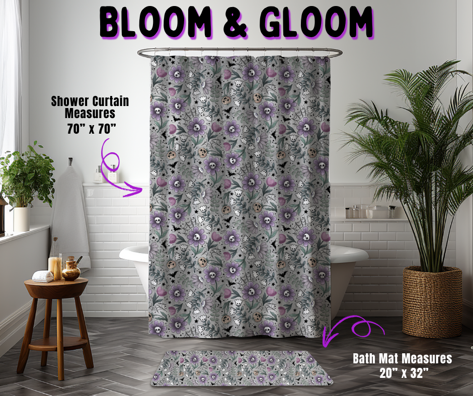 Preorder! Closes 10/21. ETA Jan. Bloom & Gloom Custom Shower Curtain and/or Bath Mat