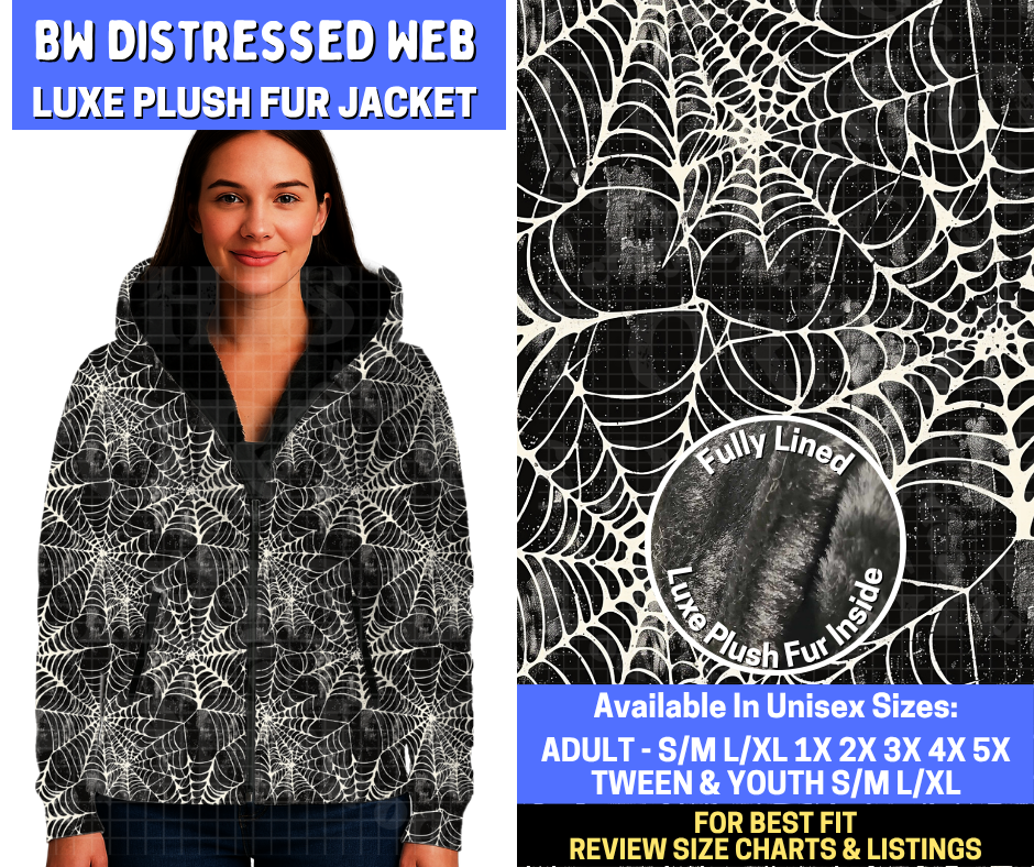 Preorder! Closes 10/29. ETA Jan. BW Distressed Web Luxe Fur Jacket