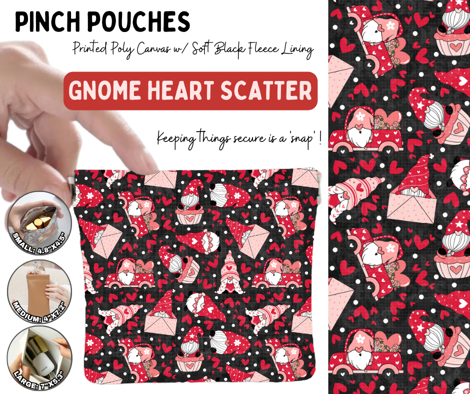 Preorder! Closes 10/5. ETA Jan. Gnome Heart Scatter Pinch Pouches in 3 Sizes