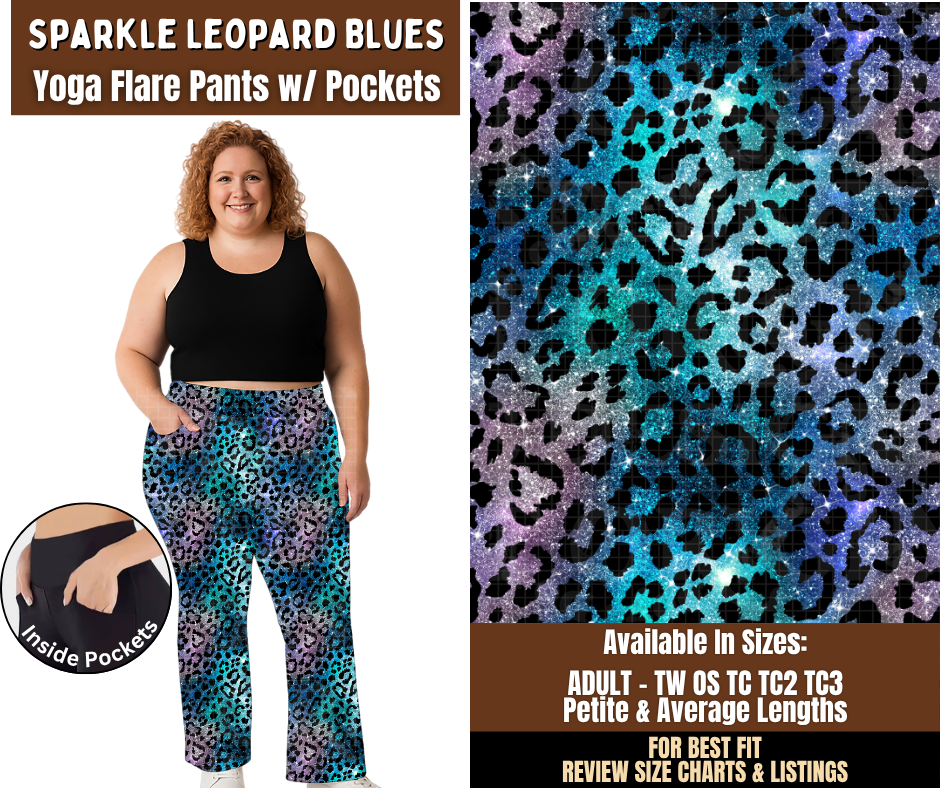Preorder! Closes 7/29. ETA Oct. Sparkle Leopard Blues Yoga Flare Pants