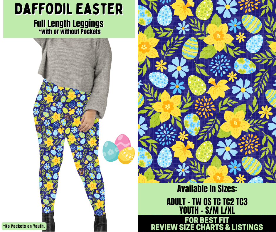 Preorder! Closes 1/19. ETA April. Daffodil Easter Full Length Leggings w/wo Pockets
