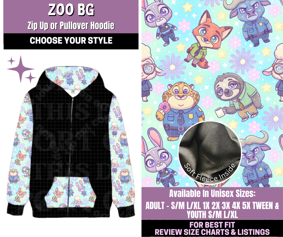 Preorder! Closes 1/14. ETA April. Zoo BG Zip-Up or Pullover Hoodie
