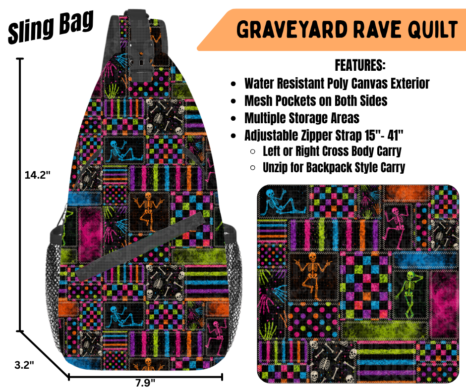 Preorder! Closes 6/22. ETA Sept. Graveyard Rave Quilt Sling Bag