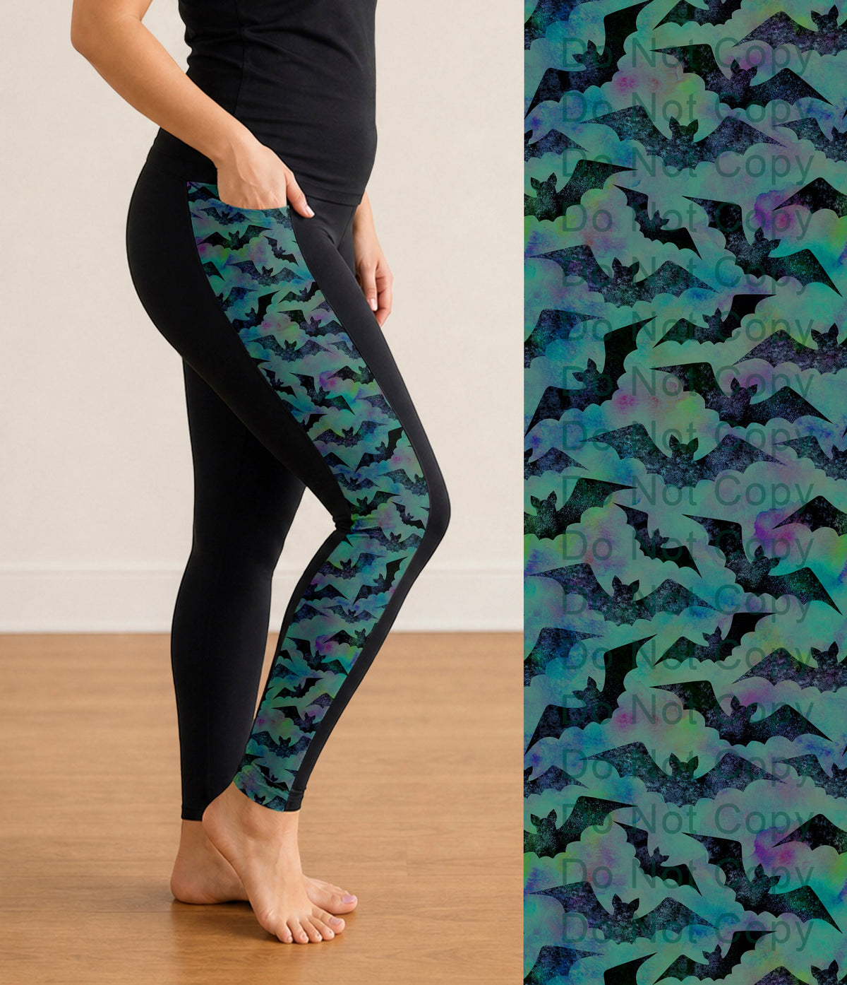 RTS - Spooky Bats Side Panel Leggings with Pockets