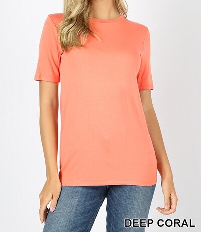 Zenana-Deep Coral Round Neck Premium T-shirt