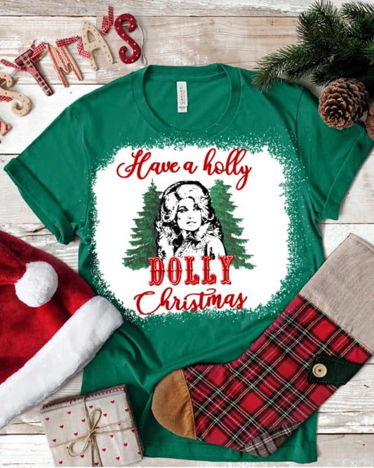 Have a Holly Dolly Christmas Bleached T-Shirt