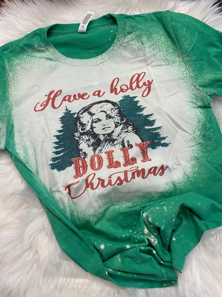 Have a Holly Dolly Christmas Bleached T-Shirt
