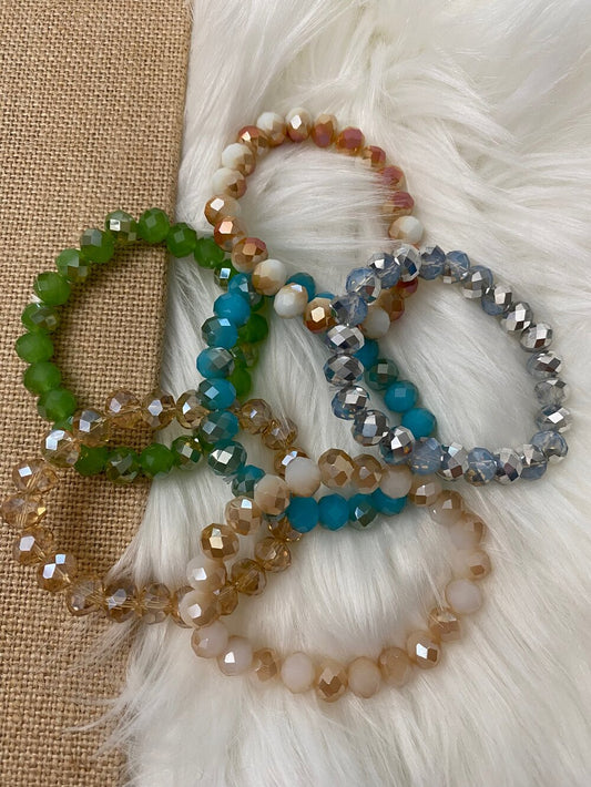 Glass Shimmer Faceted Stretch Bracelets (perfect for stacks)