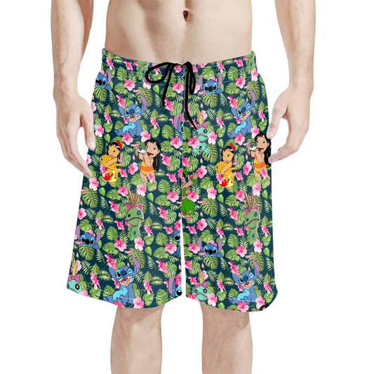 Hawaiian Alien All-Over Print Men's Beach Shorts