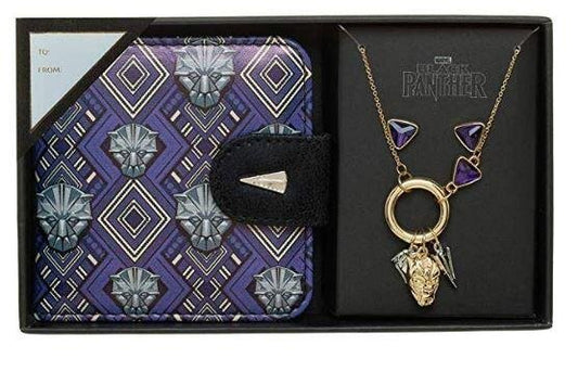 WOMENS MARVEL BLACK PANTHER JEWELRY MIRROR-WALLET NECKLACE SET