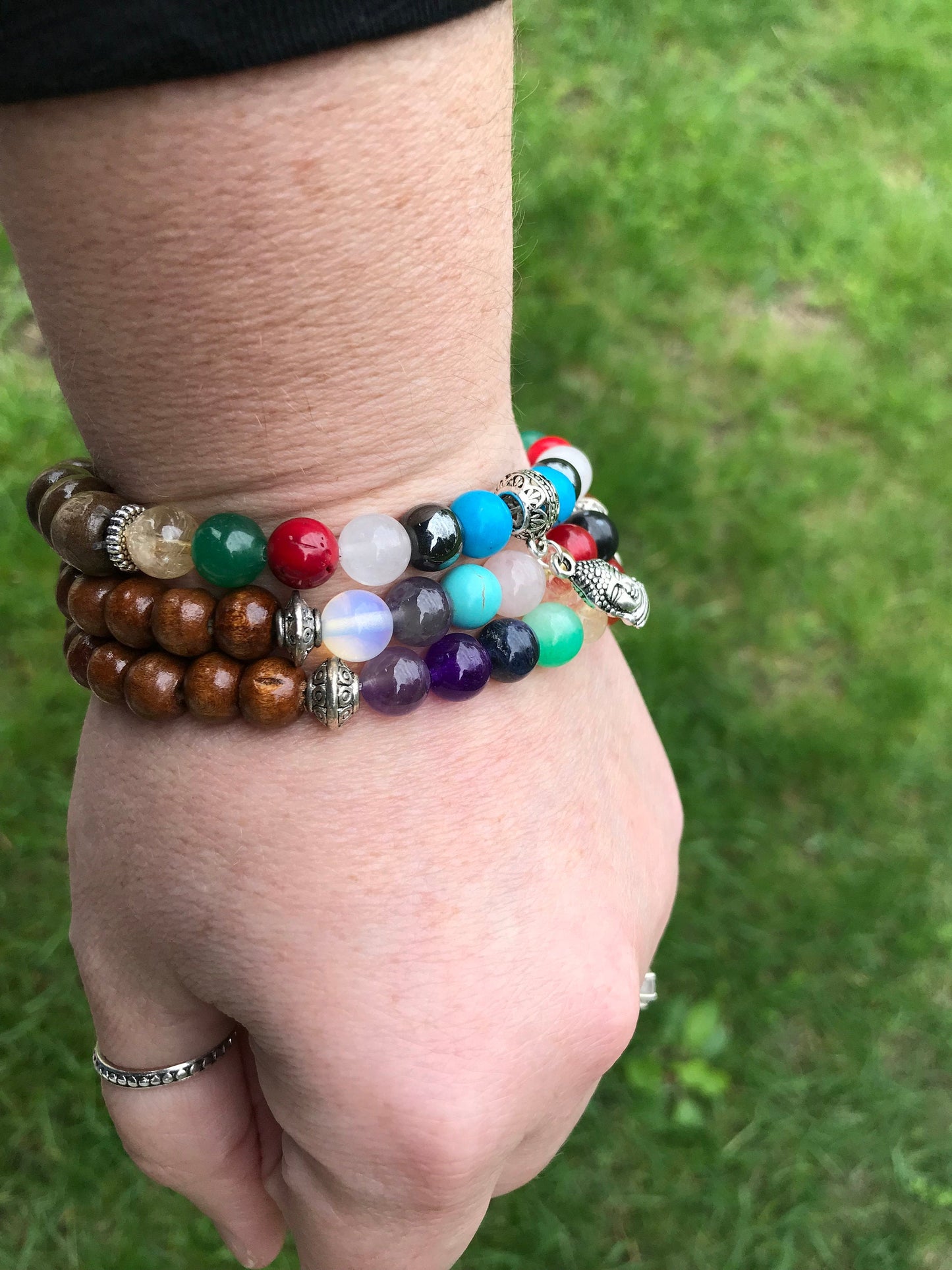 Buddha Chakra Stretch Gemstone Stackable Bracelet