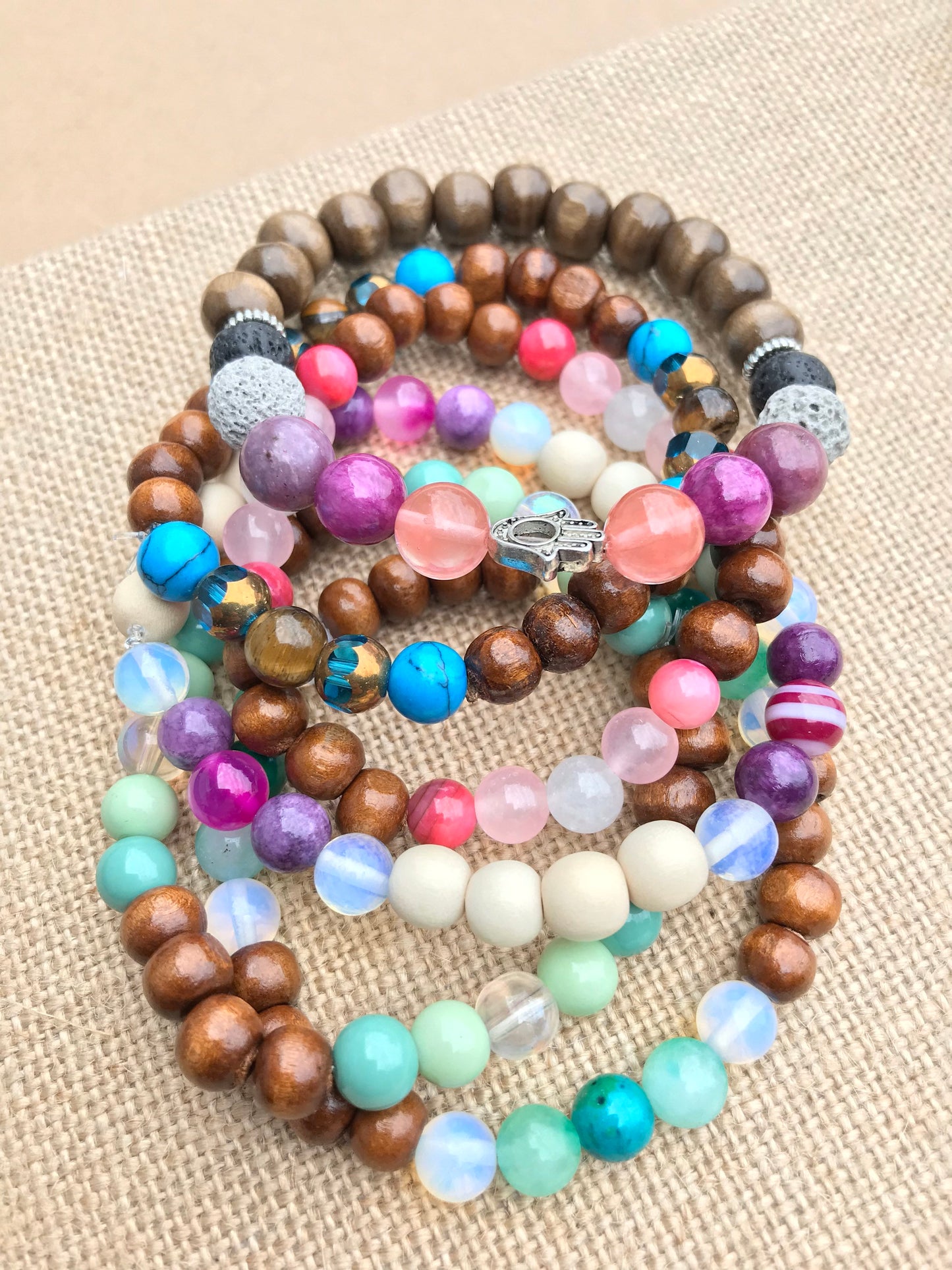 Eclipse Symbolic Stretch Gemstone Stackable Bracelet