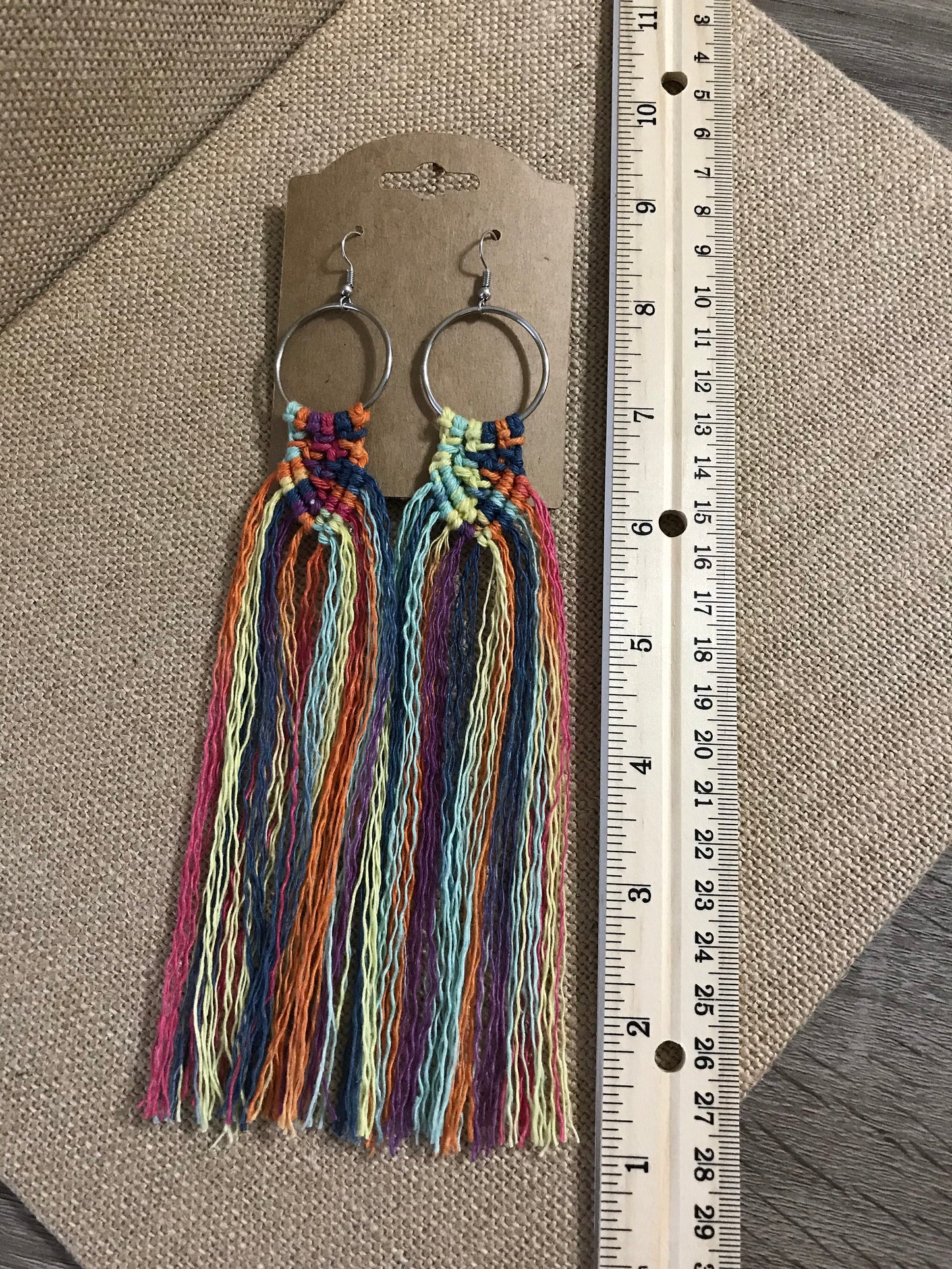 Rainbow Hemp Tie-Dye Macramé Earrings