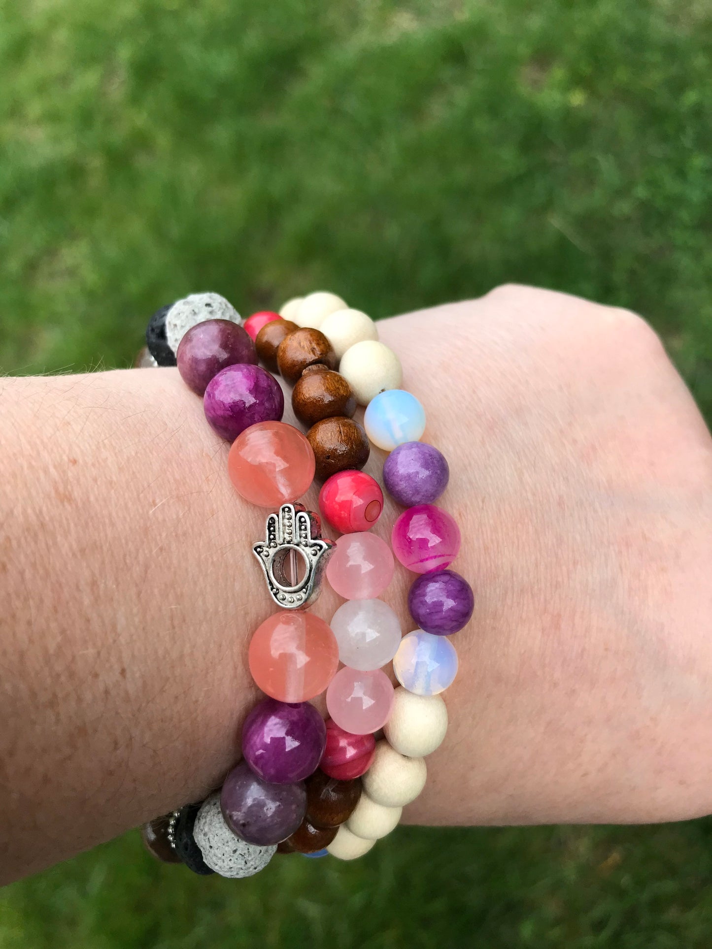 Purple Symbolic Stretch Gemstone Stackable Bracelet